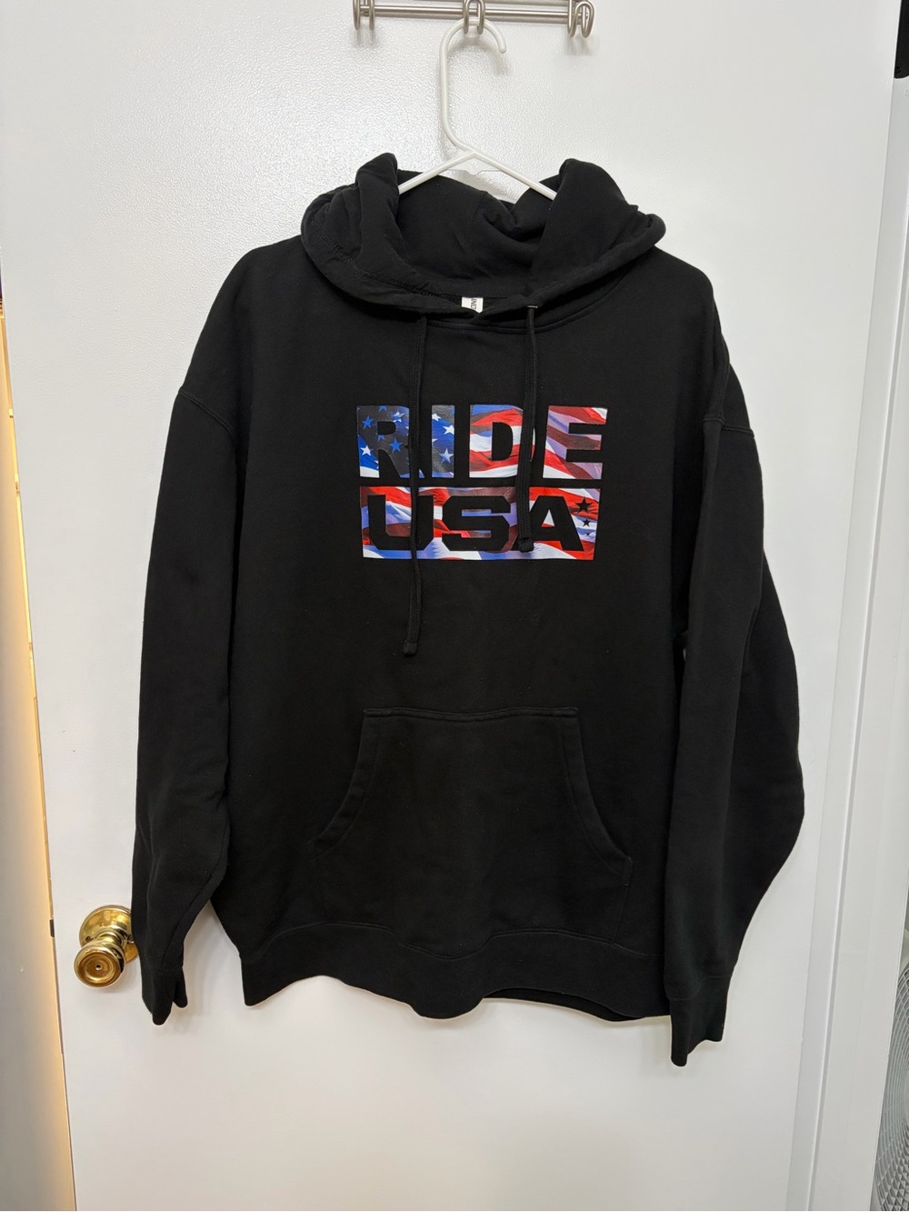 Black 'Ride USA' Graphic Hoodie - Men's Casual Pullover